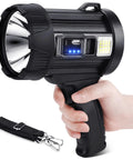 Handheld view of Beast Mode 2,000,000 Lumens Rechargeable Spotlight with Solar Panel, Ultra Bright Handheld Searchlight, P90 Chip Powered