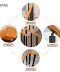 Rock Hard Workhorse Deck Railing Features Expandable Design From 60 To 140 Cm Cut From Dense Timber And Wrought Iron Stakes close-up view of durable handrail details and structure.