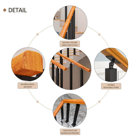 Rock Hard Workhorse Deck Railing Features Expandable Design From 60 To 140 Cm Cut From Dense Timber And Wrought Iron Stakes close-up view of durable handrail details and structure.