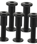 5 Sets M6 Chicago Screws Stainless Steel Barrel Nuts Hex Socket Binding Posts in black, used for leather and binding projects.
