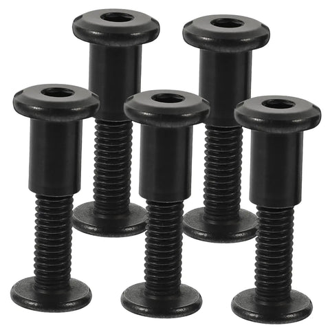 5 Sets M6 Chicago Screws Stainless Steel Barrel Nuts Hex Socket Binding Posts in black, used for leather and binding projects.