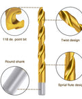 ENERTWIST titanium drill bit kit, 118° point, twist design, gold-coated HSS, round shank