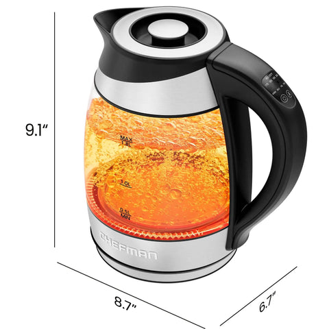 Electric Kettle With Temperature Control And Removable Infuser, Glass 1.8L, 5 Presets, LED Indicators, Fast Boil For Tea And Coffee, BPA Free Stainless Steel, 360 Degree Swivel Base