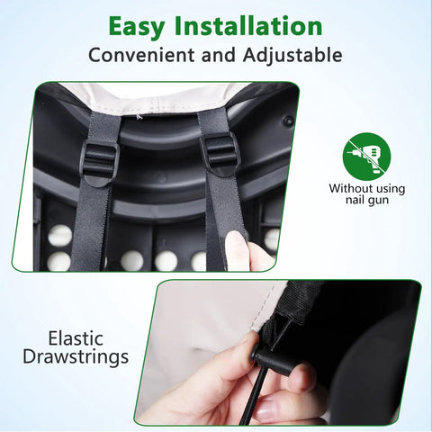 Adjustable buckle and drawstrings on Ezgo Txt Front Seat Covers 1994-2013 Waterproof Vinyl Leather Replacement Beige