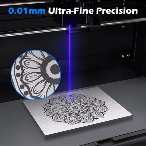 Speed Demon Galvo Laser Engraver 10W With Auto Lifting 90000mm Min Speed engraving intricate design on metal surface