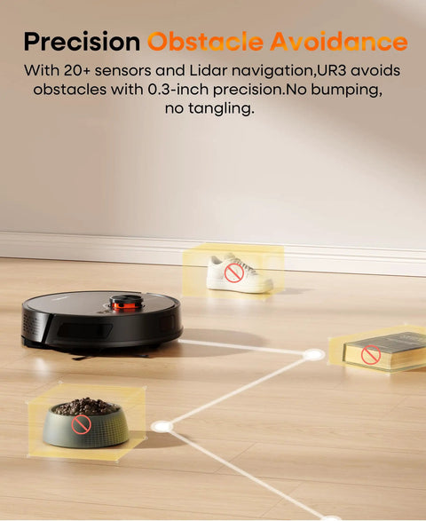Robot Vacuum And Mop Combo With Self Emptying Station And 7000Pa Suction LiDAR Navigation avoiding obstacles on floor