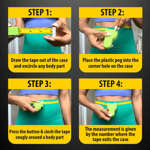 Steps to use 80 Inch Automatic Telescopic Body Measuring Tape With Dual Color Yellow Side For Easy Circumference Readings.