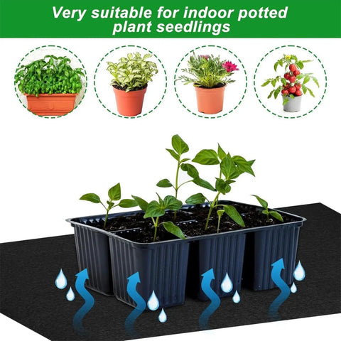 Automatic Gardening Capillary Mat With Labels 47x39 Inch showing hydration system for indoor seedlings.