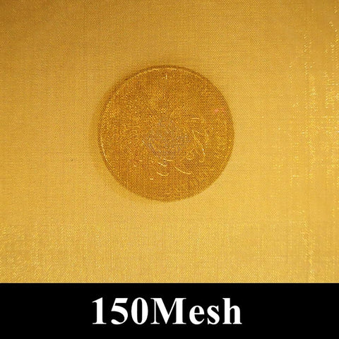 Brass Woven Wire Mesh 20 To 200 Mesh, 100 Cm By 50 Cm Sheet, EMI Shielding, 150 mesh detail with coin, high conductivity brass.