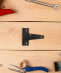 Heavy Duty Outdoor Gate Hinges T Strap Tee Hinge Set For Wooden Fences And Gates With Rust Resistant Finish Built To Last And Easy Mount Hardware For Multiple Gates, black metal hinge on wood