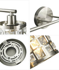 4 Light Bathroom Vanity Light In Brushed Nickel With Cylinder Crystal Shades Modern Wall Lights Over Mirror K9 Crystal Finishes