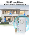 Water Leak Sensor Alarm For Basement And RV Moisture Detection, 120dB Loud Flood Alarm, Battery Operated in front of house