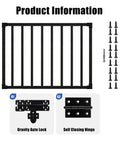 Straight Up Heavy Duty 48 Inch Wide By 42 Inch High Outdoor Deck Gate Kit In Matte Black with hardware and components displayed.