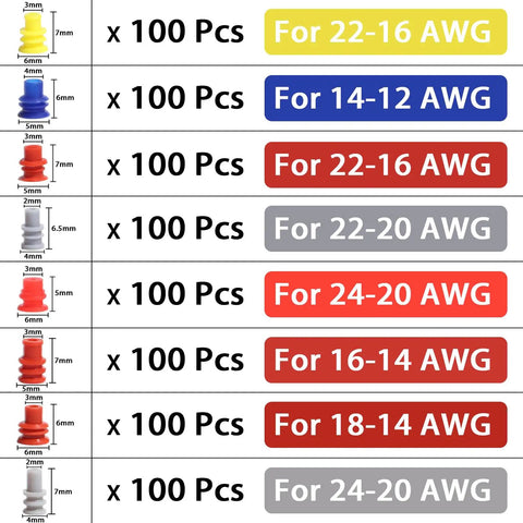 Premium Weather Pack Connectors Kit With 800 Waterproof Pin Seals And Dustproof Cavity Plugs For Heavy Duty Automotive Wiring Applications, 100 pcs