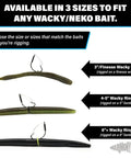 Bait Saver O Ring Set For Senkos And Worms That Prevents Tearing On Wacky Rig And Neko Rig 100 Count Black Fits 4 To 5 Inch Soft Plastics For Dock Snags And Cover Fishing with 3 size examples
