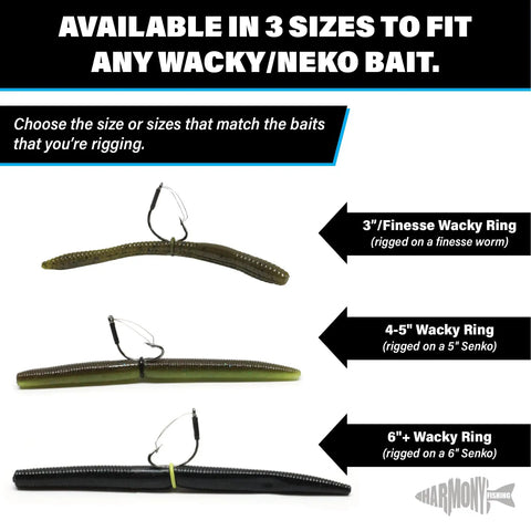 Bait Saver O Ring Set For Senkos And Worms That Prevents Tearing On Wacky Rig And Neko Rig 100 Count Black Fits 4 To 5 Inch Soft Plastics For Dock Snags And Cover Fishing with 3 size examples