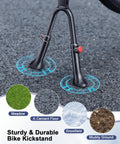 Adjustable Double Leg Bike Kickstand For 24 To 29 Inch Bikes Aluminum Alloy Non Slip Center Mount on various surfaces