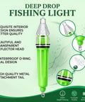 8 Pack Underwater Fishing Lights Green LED Deep Drop Night Fishing Set showing close-up of light design features and O-ring seal