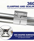 Heavy Duty 3 Inch Exhaust Clamp Kit Fits 3 Inch Od To 3 Inch Id Pipes Lap Joint Band Clamp Stainless Steel 304, shown clamping pipe