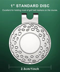 Must Have Magnetic Golf Ball Marker Hat Clip Set With Chrome Plated Metal Holders And Super Strong 12mm Magnets shown in detail.