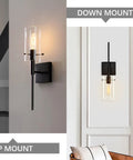 Modern Indoor Wall Sconces Set Of 2 In Bronze With Clear Glass Shades Sleek Minimalist Bedroom And Living Room Lighting Easy Two Way Install
