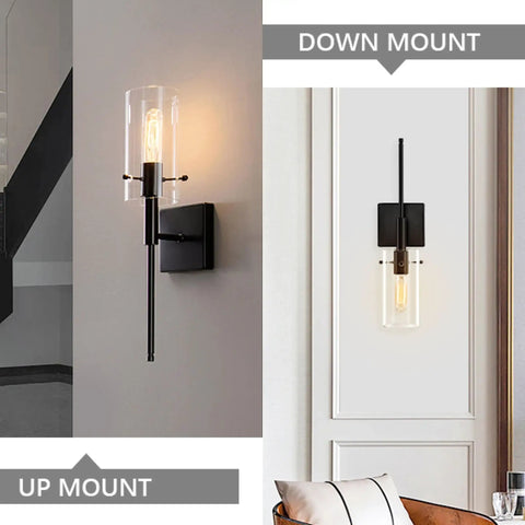 Modern Indoor Wall Sconces Set Of 2 In Bronze With Clear Glass Shades Sleek Minimalist Bedroom And Living Room Lighting Easy Two Way Install