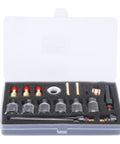 Open box of All In One 17Pcs TIG Torch Consumables Kit With Glass Nozzles Gun Tails Tungsten Clamps Silicone Ring Guide WP 17/18/27