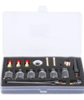Top Tier Welding Torch Accessories Kit For Wp 17 18 And 27 Models Includes Premium Glass Nozzle Cups and Brass Consumables in a storage case.