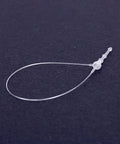Heavy Duty 5000 Piece White Plastic Hang Tag Snap Locks, 5in long, clear plastic, used for securing price tags on merchandise.