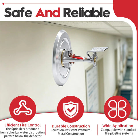 Top Shelf Sidewall Fire Sprinkler Head Two Pack Fm Approved Ul Listed Cul Verified Half Inch Npt Pipe Connection installed on wall.