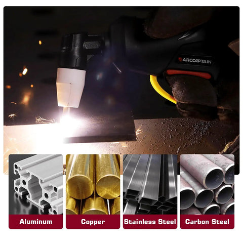 PT31 Plasma Cutter Torch 13ft High Frequency Cutting Torch for Cut-45 Cut-50 CT-312 Plasma Cutter Machines in use, cutting metal.