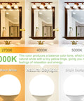 8 Pack LED Vanity Light Bulbs For Bathroom 4000K Natural Daylight E26 Base 60W Incandescent Equivalent comparison of light tones
