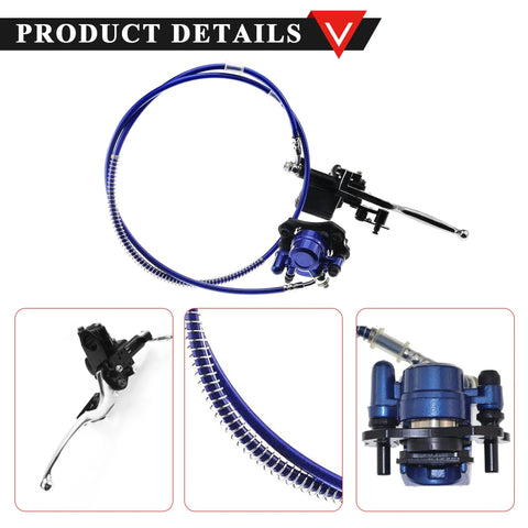 Blue PRO BAT rear ATV hydraulic disc brake kit with master cylinder, caliper, and lever