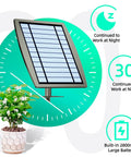 Sun Powered Drip Irrigation System For Outdoor Gardens And Potted Plants Auto Water 20 To 30 Pots With 12 Timing Modes Solar Garden Watering Kit Waterproof Low Fuss Setup No Cord Needed showing solar panel and clock graphic