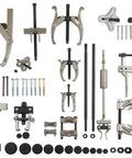 13-Ton Capacity Heavy-Duty Gear And Bearing Puller Set With Push-Puller and Grip-O-Matic Pullers laid out on display