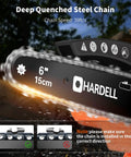 Compact 6 In Cordless Chainsaw Packs Serious Brushless Punch for No Sweat Tree Trimming with deep quenched steel chain.