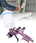 Deadly Smooth HVLP Spray Gun Packing A Killer 1.3mm Tip And 600ml Cup Pneumatic Paint Sprayer close-up with nozzle and cup