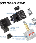 Exploded view of One Quarter Inch NPT AC110V Solenoid Valve Two Way Normally Closed Electric Valve with junction box, model 2V025 08