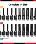 One Half Inch Drive Master Impact Hex Bit Set With SAE And Metric Bits, 20-Piece Allen Socket Kit, CR-Mo Steel, front view