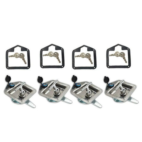 4 Pack Trailer Door Latch Set With T Handle Lock And Gasket RV And Toolbox Latch 304 Stainless Steel Highly Polished Includes Two Keys