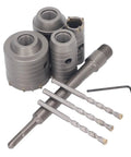 Heavy Duty Concrete Hole Saw Kit With Carbide Cutting Bits In 30Mm 40Mm 50Mm And 65Mm Sizes Plus Core Drill Set For Brick And Cement Wall Drilling Tasks, four sizes with drill bits