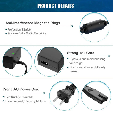 24V 2A Fast Charger For Razor Electric Scooters And Dirt Bikes, No Fuss Plug And Play Compact 3 Prong Power Adapter For E100 E125 E150 E175 E200 E225S E300 E325S E500 MX350 MX400 Pocket Mod Rocket Dirt Quad Mini Chopper
