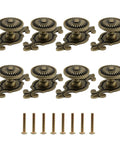 Eight Pack Vintage Brass Cabinet Knobs With Mushroom Backplate, Retro Drawer Pulls, Antique Gold Cabinet Hardware