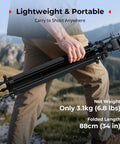 Beefy Pro Grade Aluminum Video Tripod With Fluid Head For Pro Shoots, 73 Inch Reach, Supports Up To 8kg, model folded and carried