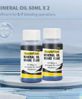 High Performance Mineral Brake Fluid 4oz for Magura hydraulic brakes, two 60ml bottles on a reflective surface.