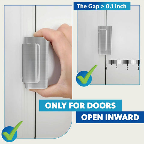 Close-up of Door Reinforcement Lock Two Pack Heavy Duty Front Door Security That Withstands Up To Eight Hundred Pounds Of Force installed.