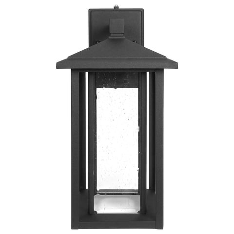 Seeded Glass Outdoor Wall Light With Dusk To Dawn Sensor, 1000 Lumens Of Warm 3000K Glow, 15.5 Inch Tall Porch Lantern