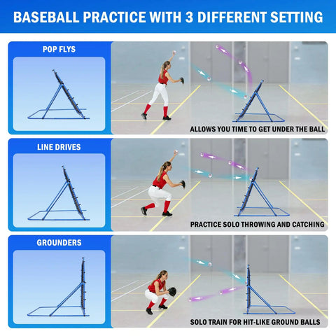 Baseball player practicing with 4x4 ft rebounder net for solo drills. Backyard Rebounder Net For Soccer And Baseball Training.