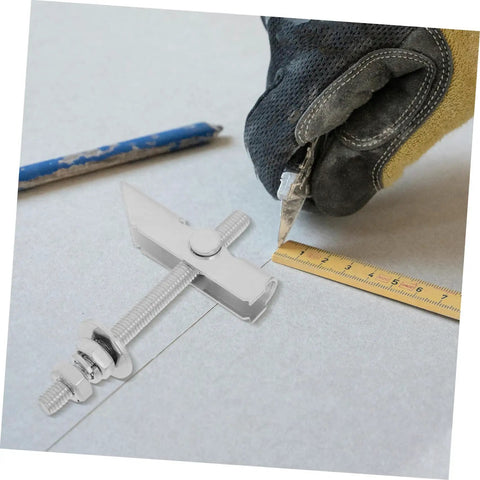 Beefy Heavy Duty Metal Toggle Bolt And Drywall Anchor Kit M8x72x100mm used for wall mounting preparation with measuring tools