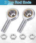 Two Pack SA16T K Rod End Bearings With 16mm Bore And M16x2mm Right Hand Male Thread Metric Self Lubricating Joint Ends Including Jam Nuts, with 4 nuts
